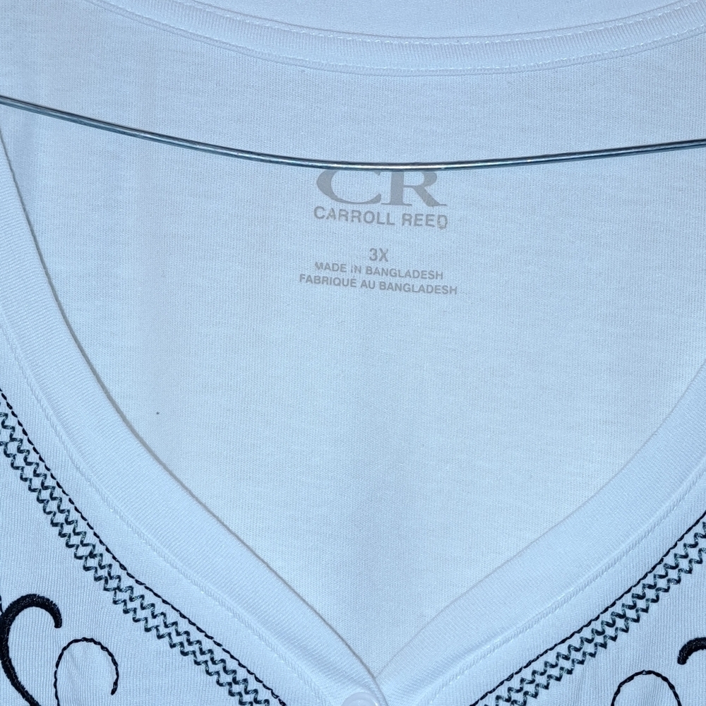 CARROLL REED Blouse White V Neck Pull Over Plus Size Top Summer Wear Size 3X - Picture 9 of 10